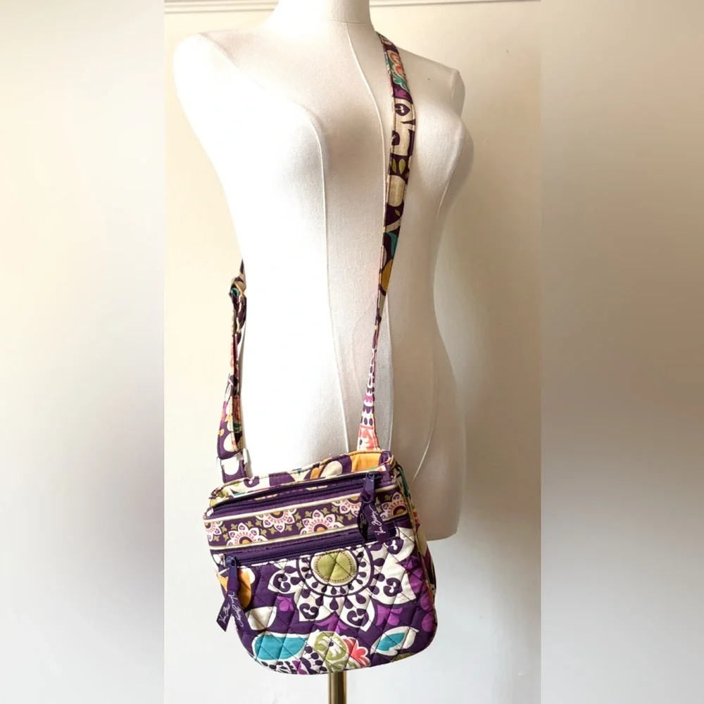Vera Bradley Purple Plum Retired Pattern Bohemian Floral Quilted Crossbody Bag - Picture 9 of 10